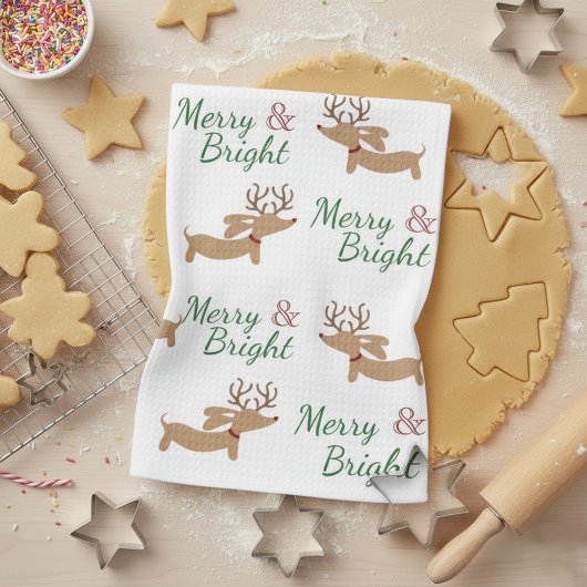 ダックスフントメリールスディッシュのキッチンタオル キッチンタオル