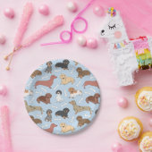 ダックスフント品種パターン ペーパープレート (パーティー)