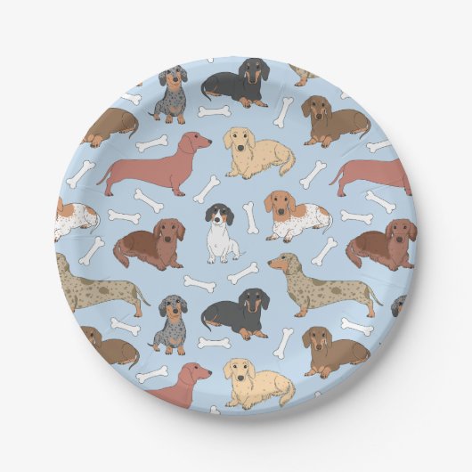 ダックスフント品種パターン ペーパープレート (正面)