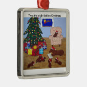 ダックスフント家族のクリスマスのオーナメント メタルオーナメント (右)