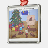 ダックスフント家族のクリスマスのオーナメント メタルオーナメント (左)