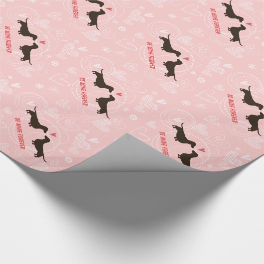 ダックスフント愛ウインナーはカスタムなバレンタインデーの後をつけます ラッピングペーパー (角)