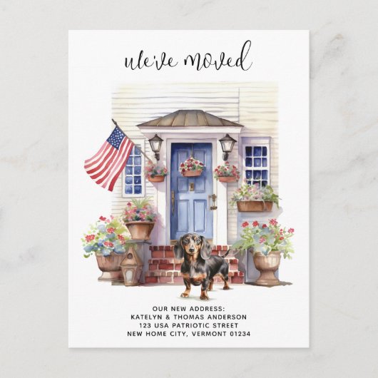 ダックスフント愛国パーソナライズされた愛犬の移動 案内ポストカード (正面)