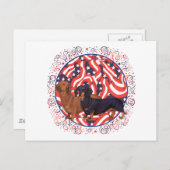 ダックスフント愛国国旗 ポストカード (正面/裏面)