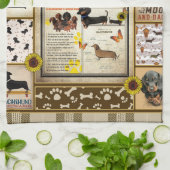 ダックスフント愛犬家 キッチンタオル (折り畳み)