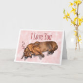 ダックスフント愛 カード (黄色い花)