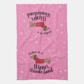 ダックスフント歩くインアウィーナーワンダーランドドキシー  キッチンタオル (縦)