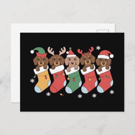 ダックスフント母クリスマスドッグ愛人贈答年始 シーズンポストカード (正面/裏面)