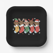 ダックスフント母クリスマスドッグ愛人贈答年始 ペーパープレート (正面)