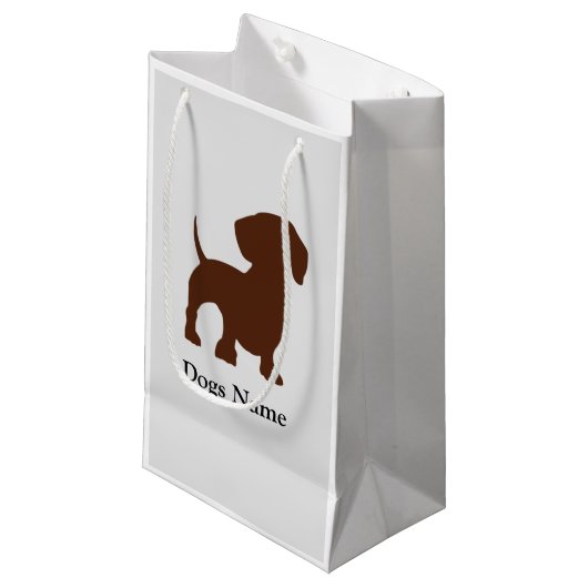 ダックスフント犬のギフトバッグ スモールペーパーバッグ (正面アングル)