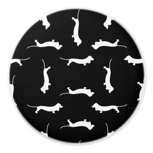 ダックスフント犬の形のプリントパターンウインナー犬の芸術 セラミックノブ (正面)
