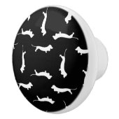 ダックスフント犬の形のプリントパターンウインナー犬の芸術 セラミックノブ (右)