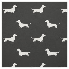 ダックスフント犬は白黒パターンのシルエットを描きます ファブリック