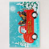 ダックスフント犬クリスマスサンタデリバリートラック ジグソーパズル (縦)