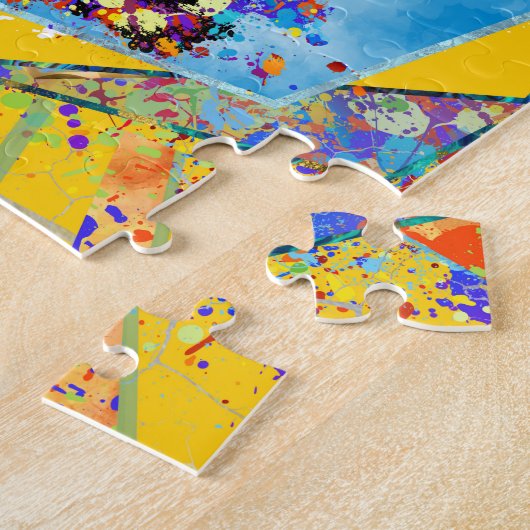 ダックスフント犬- Doxieの抽象的な混合メディア ジグソーパズル (側面)