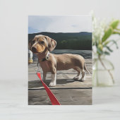 ダックスフント誕生日でダックスフントの生活が良い 招待状 (スタンド正面)