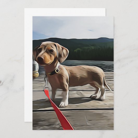 ダックスフント誕生日でダックスフントの生活が良い 招待状 (正面/裏面)