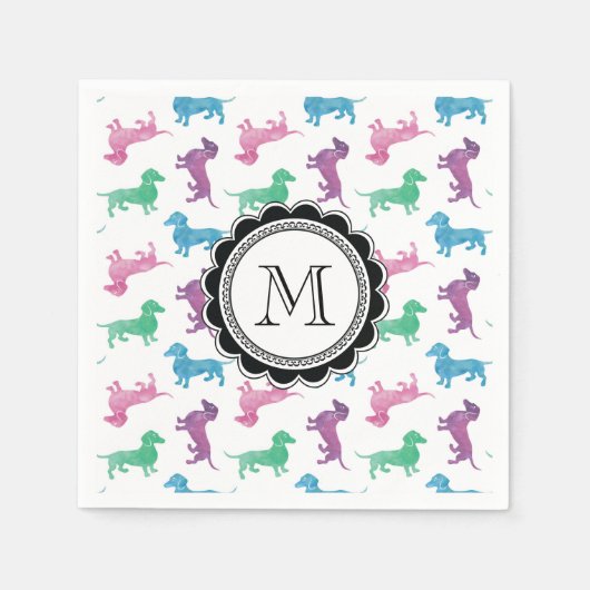 ダックスフント雨が降っている スタンダードカクテルナプキン (正面)