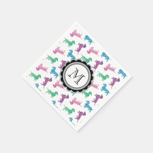 ダックスフント雨が降っている スタンダードカクテルナプキン (角)