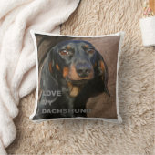 ダックスフント黒いおよび黄褐色の愛w pic クッション (ブランケット)