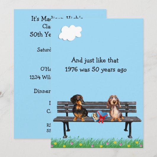 ダックスフント50周年同窓会招待状 招待状 (正面/裏面)