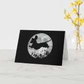 ダックスフント・アンド・ムーン・ハロウィン カード (黄色い花)
