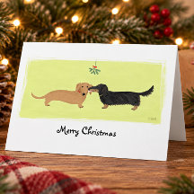 ダックスフント クリスマス ヤドリギ キス 愛犬 犬 イヌ Xmas