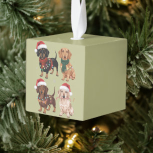 ダックスフント クリスマス 犬 ママ 愛好家 クリスマス プレゼント キューブオーナメント