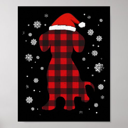 ダックスフント サンタ帽子 犬好き クリスマス ポスター (正面)