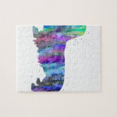 ダックスフント、ダックスフント犬の水彩画のプリント、犬 ジグソーパズル (横)