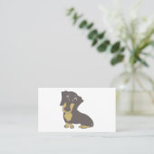 ダックスフント・ブルーとタンのマンガ座って 名刺 (スタンド正面)