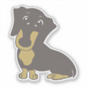 ダックスフント・ブルーとタンの漫画 シール (正面)