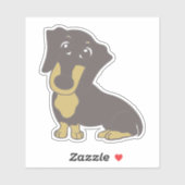 ダックスフント・ブルーとタンの漫画 シール (シート)