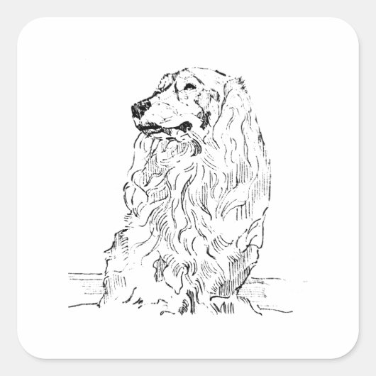 ダックスフント – ロングヘアのソーセージ犬 スクエアシール (正面)