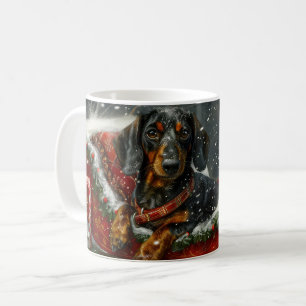 ダックスフント 犬 クリスマス イベントフェスティブルのデザイン コーヒーマグカップ