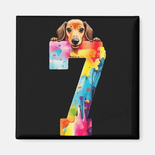 ダックスフント 7歳の誕生日 マグネット (正面)