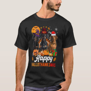 ダックスフントHalloween感謝祭クリスマスハロース Tシャツ