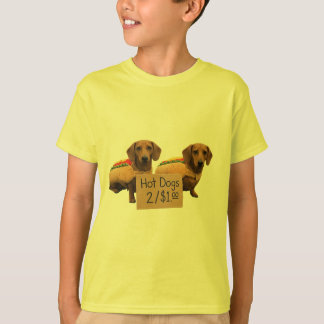 ダックスフンドがホットドッグとして売られる Tシャツ