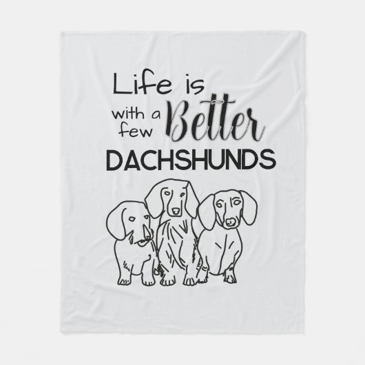ダックスフンドが数匹いると人生はもっと楽しくなるわよ フリースブランケット (正面)