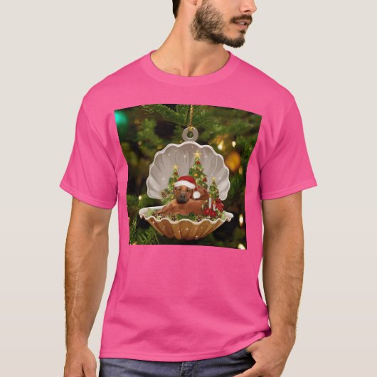 ダックスフンドと過ごすクリスマス ギフト Tシャツ (正面)