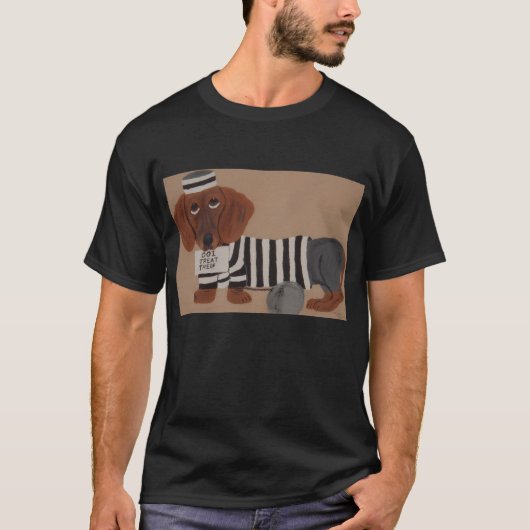 ダックスフンドのお菓子泥棒 Tシャツ (正面)