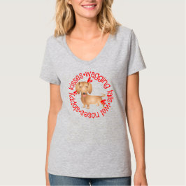 ダックスフンドのかわいいキス Tシャツ