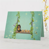 ダックスフンドのイースターグリーティングカード カード (黄色い花)