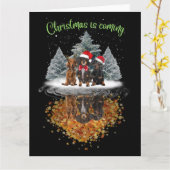 ダックスフンドのクリスマスがやってくる かわいい犬のグラフィックTシャツ カード (黄色い花)