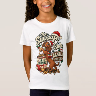 ダックスフンドのクリスマスのイタズラ:クッキーを盗んだサンタ Tシャツ