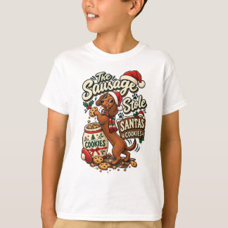 ダックスフンドのクリスマスのイタズラ:クッキーを盗んだサンタ Tシャツ