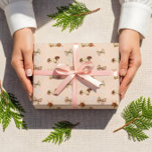 ダックスフンドのクリスマスチェック柄セーターの蝶結び ラッピングペーパーシート