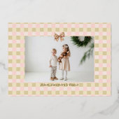 ダックスフンドのクリスマスチェック柄セーター写真 箔シーズンカード (裏面)