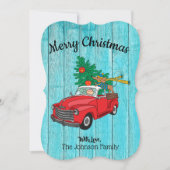 ダックスフンドのクリスマスツリー買い物 フラットカード シーズンカード (正面)