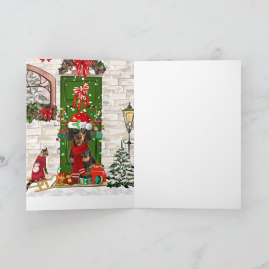 ダックスフンドのクリスマス カード (内部)